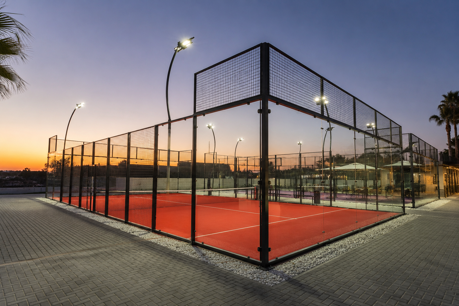 cancha de pádel con vistas panorámicas