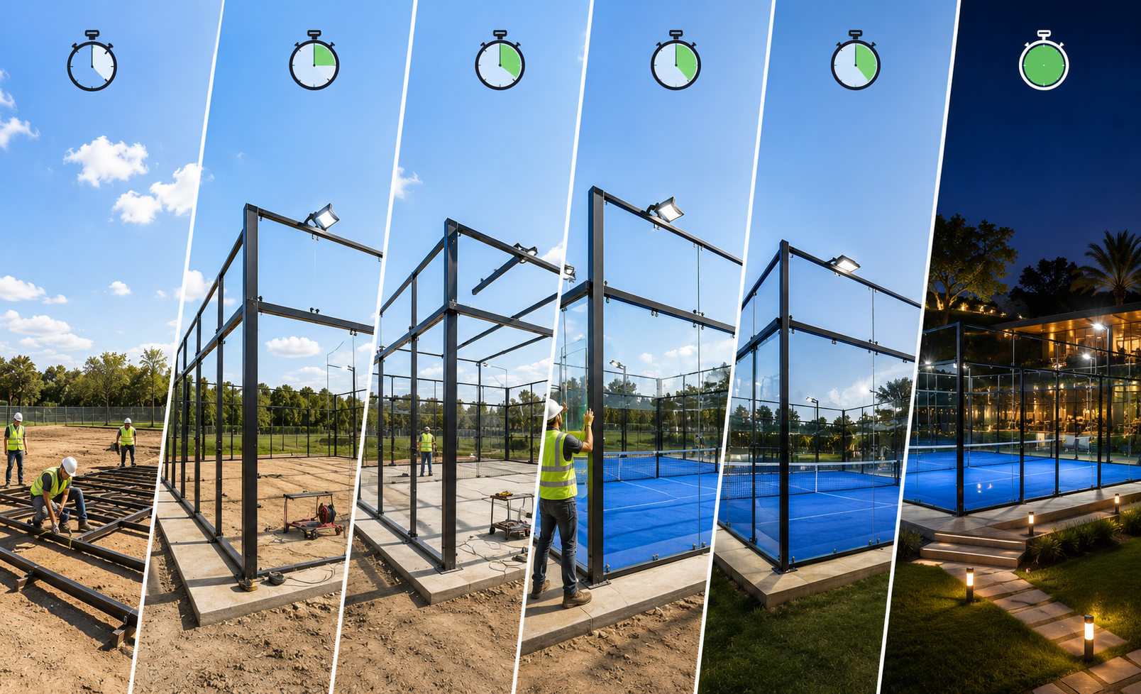 padel court installation process by PanoCourt factory team