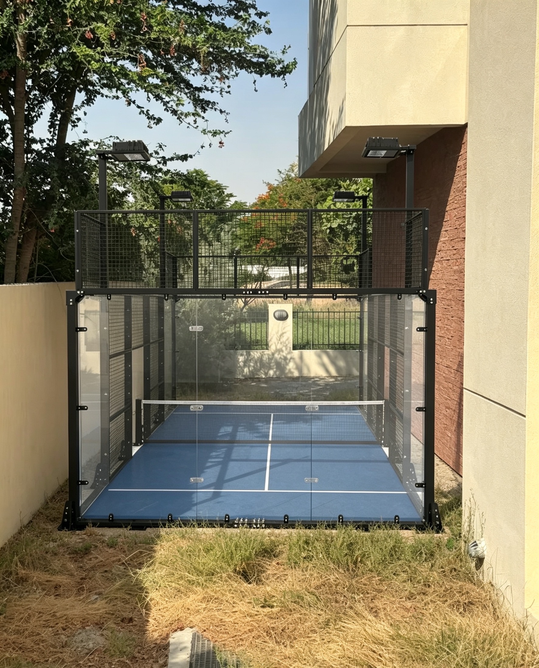 Referencia de instalación de PanoCourt Export Cancha de pádel panorámica instalada por el fabricante chino de canchas de pádel PanoCourt para un cliente de exportación