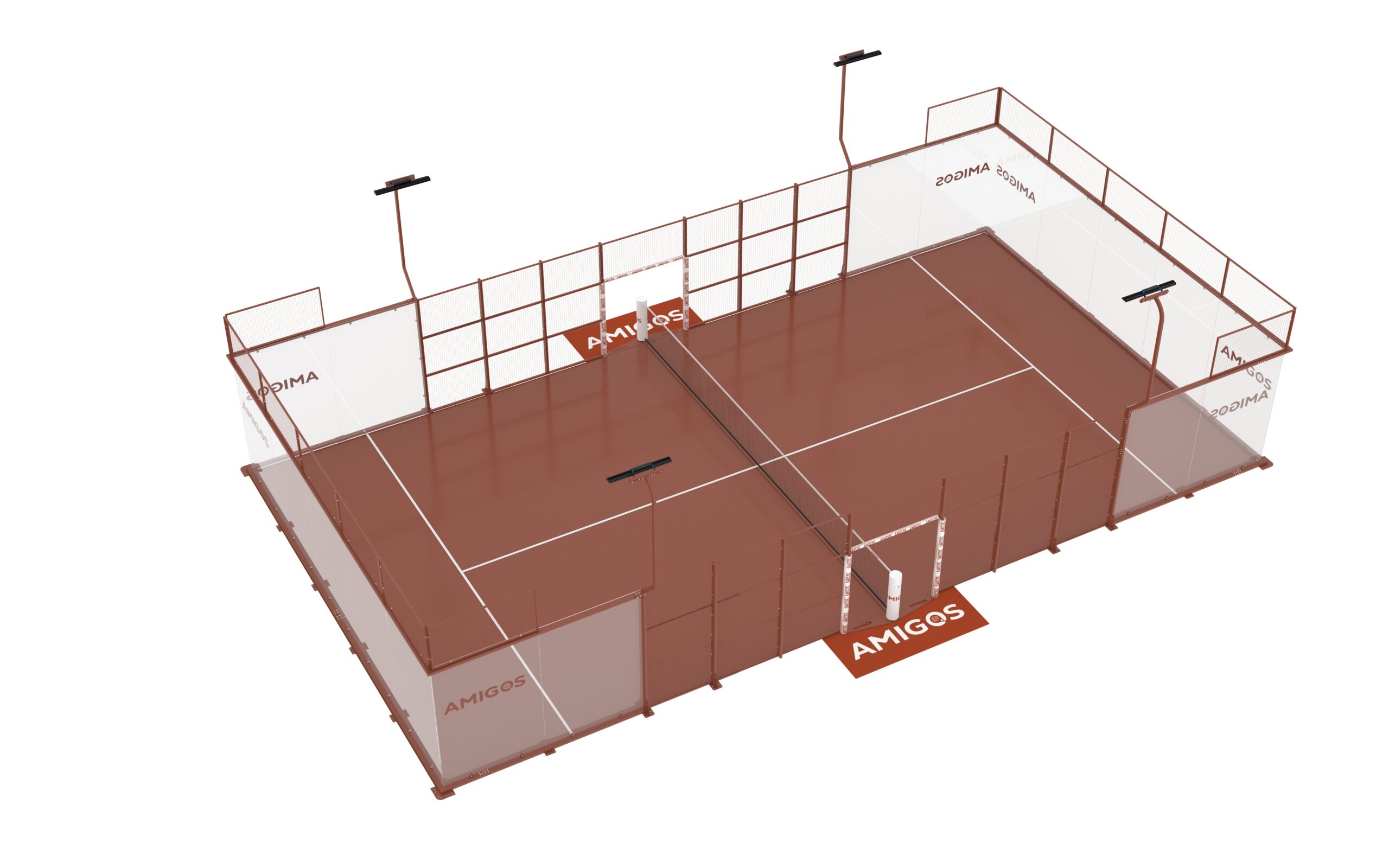 padel court supplier factory line welding panoramic padel court steel structures